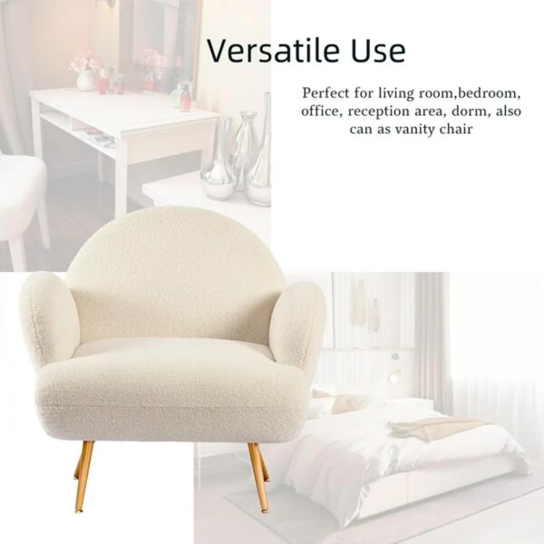 XINMICS White Accent Chair Reading Sofa for Living Room Bedroom – Image 3